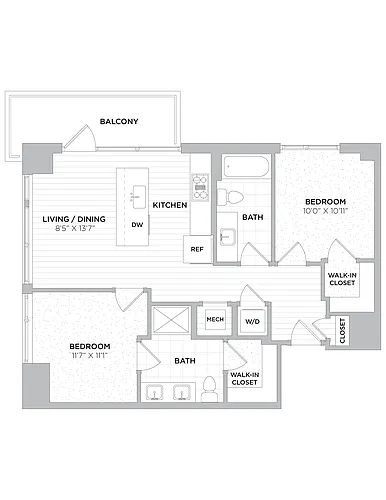 Floor plan 2 Bed/2 Bath-C1