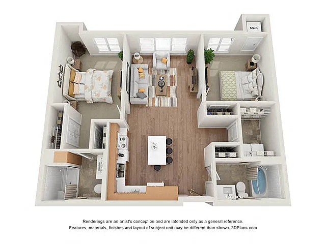 Floor plan Two Bedroom - E