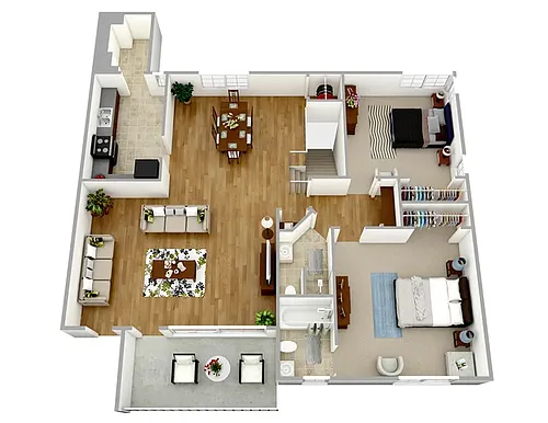 Floor plan 2 Bedroom, 2 Bathroom
