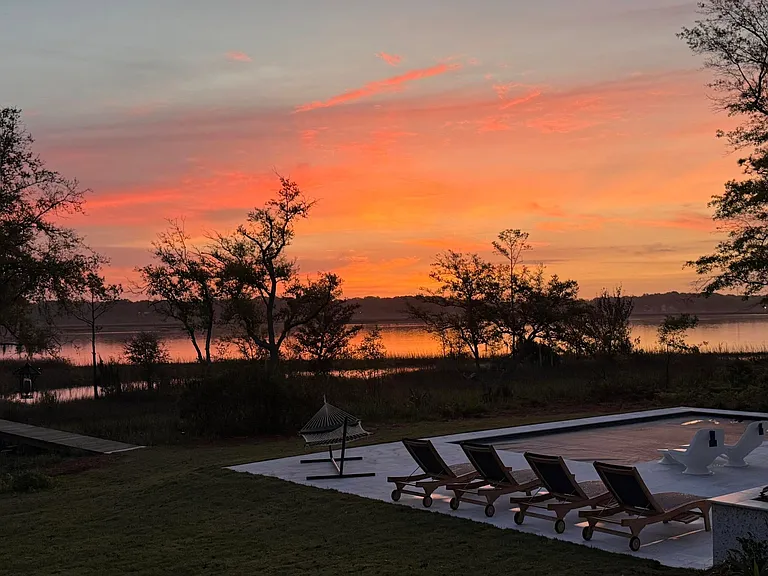 Pool sunset view