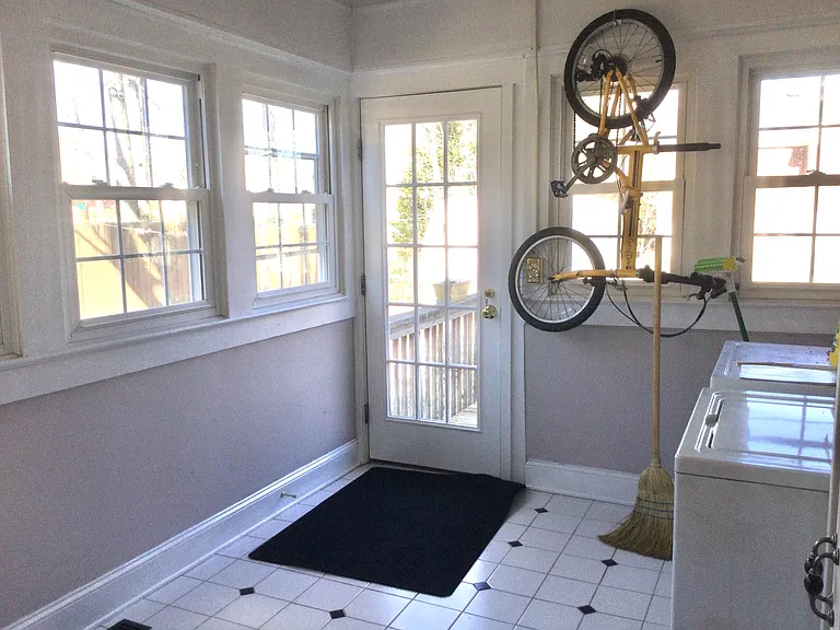 Laundry room looking towards deck.