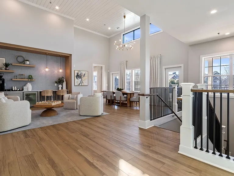 Expansive clubhouse lounge with room for work and play
