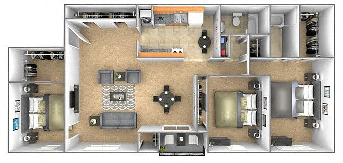 Floor plan 3 Bedrooms 2 Bath