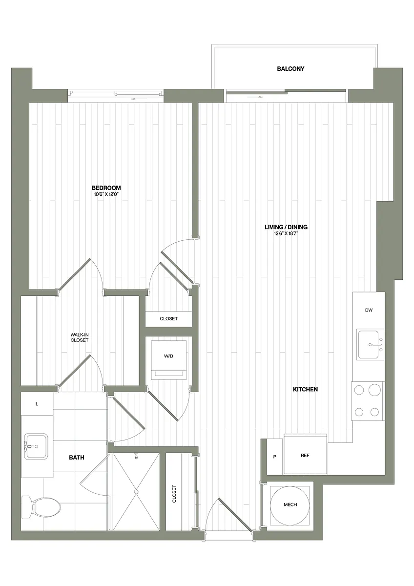 Floor plan 1 Bed/1 Bath-A2