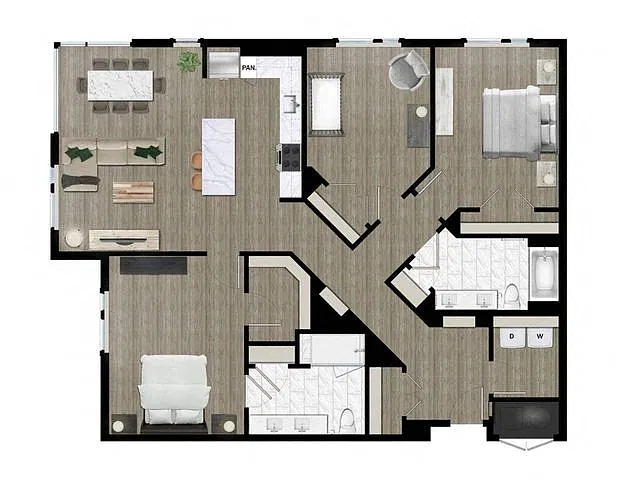 Floor plan Three Bedroom (3A)