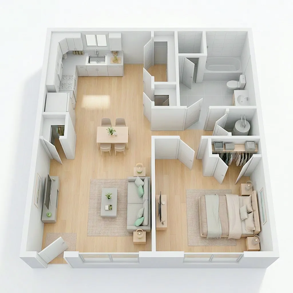 Floor plan 1 bed 1 bath