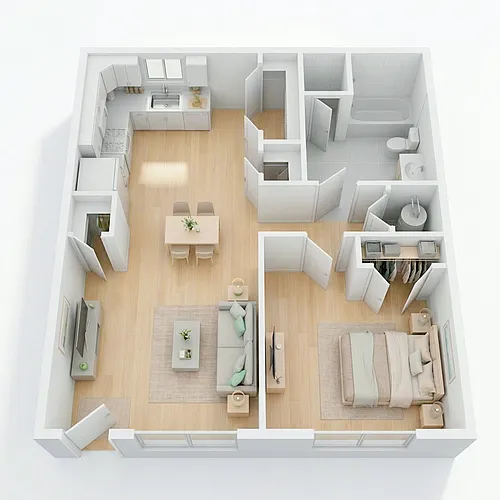 Floor plan 1BD 1 BA