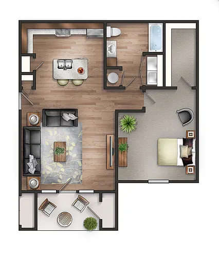 Floor plan 1 Bedroom Plus