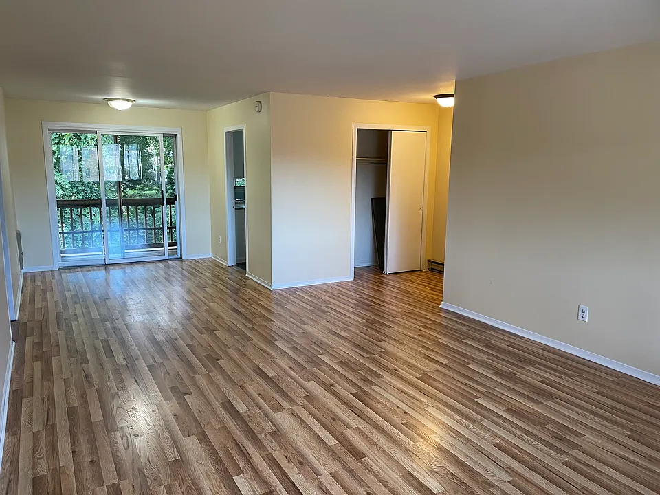 Living room + dining area off kitchen