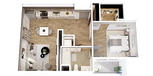 Floor plan 1 BD, 1 BTH B4