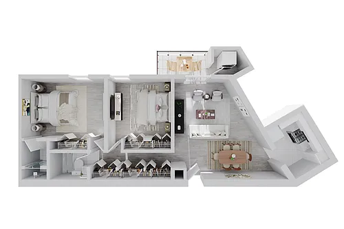 Floor plan 2 Bed 2 Bath Corner - Plaza