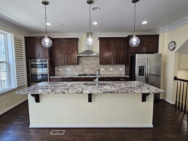 Large granite countertop for prep and cooking
