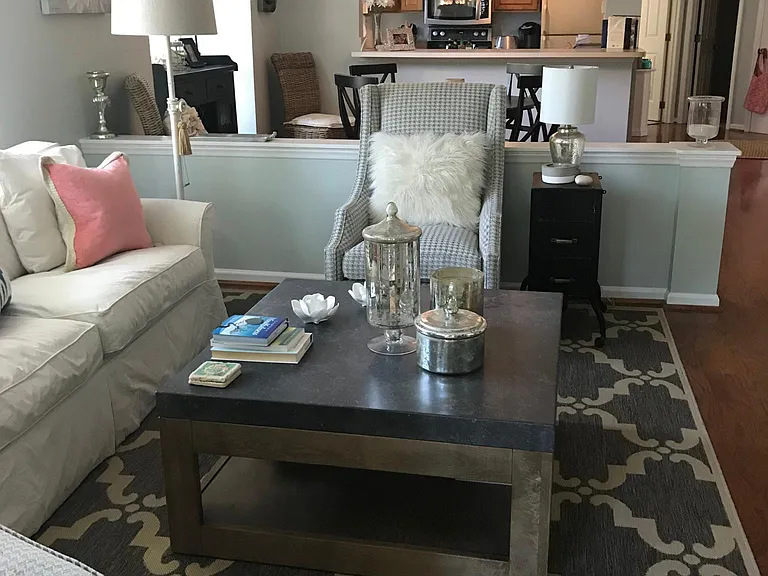 Living area / family room (fireplace opposite couch (not shown)