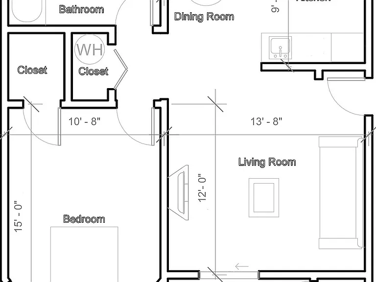 Lower Building - Standard 1 Bed (No Washer & Dryer) Lower Building - Standard 1 Bed (No Washer & Dryer)