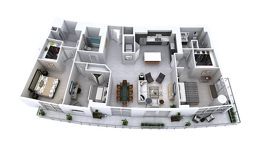 Floor plan Three Bedroom Three Bath (1,782)