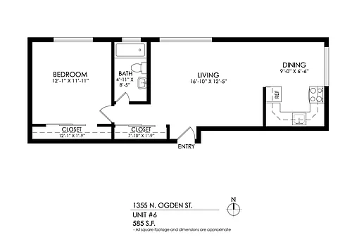 Floor plan 1 Bedroom, 1 Bath