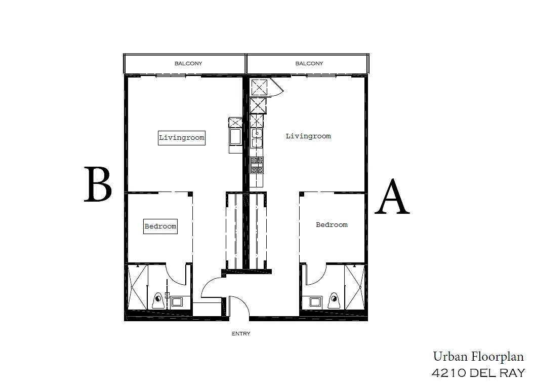Floor plan Urban 1 Bedroom Dedicated bedroom area