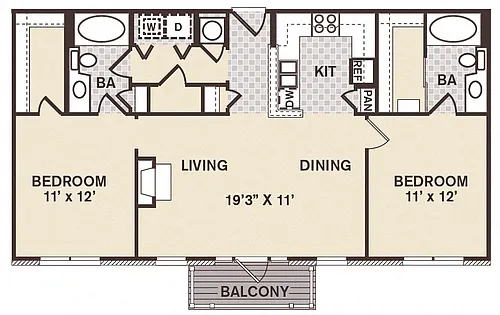Floor plan 2B2B Society Hall -Renovated