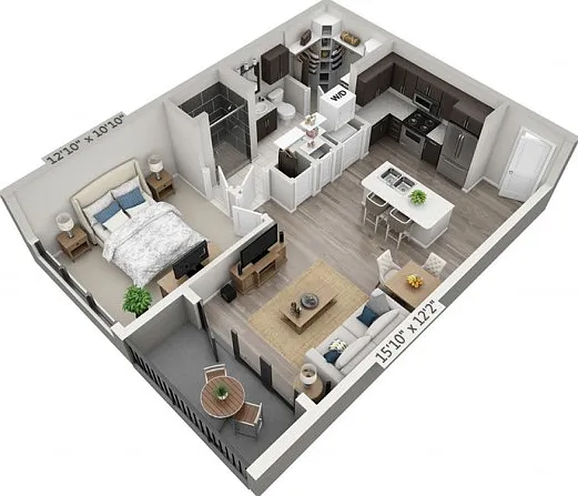 Floor plans are artist's rendering. All dimensions are approximate. Actual product and specifications may vary in dimension or detail. Not all features are available in every apartment. Prices and availability are subject to change. Floor plans are artist