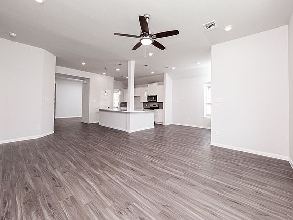 Family Room to Dining Area and Kitchen