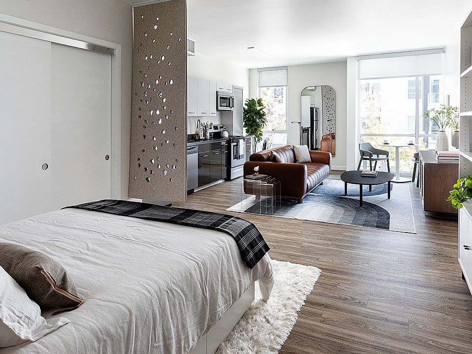 Griffis East Village Reno Model Bedroom and Living Room