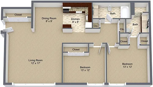 Floor plan Two Bedroom Apartment