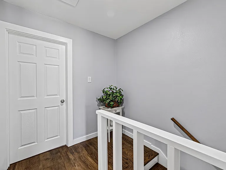 2nd floor. The door to the left is the full size bath with shower and double sinks.