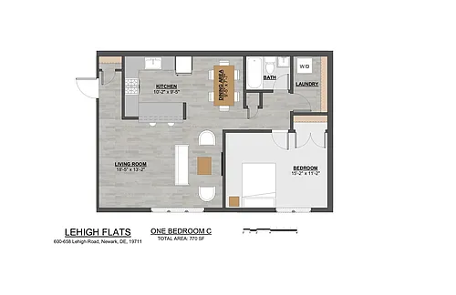 Floor plan 1 Bed | 1 Bath
