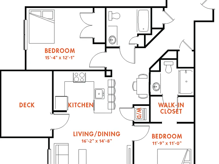 B2I-1 floor plan One North of Boston