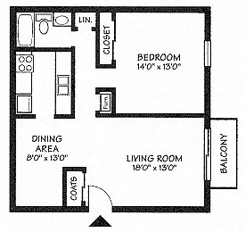 Floor plan 1 Bed 1 Bath Medium