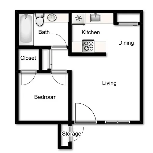 Floor plan 1X1-630