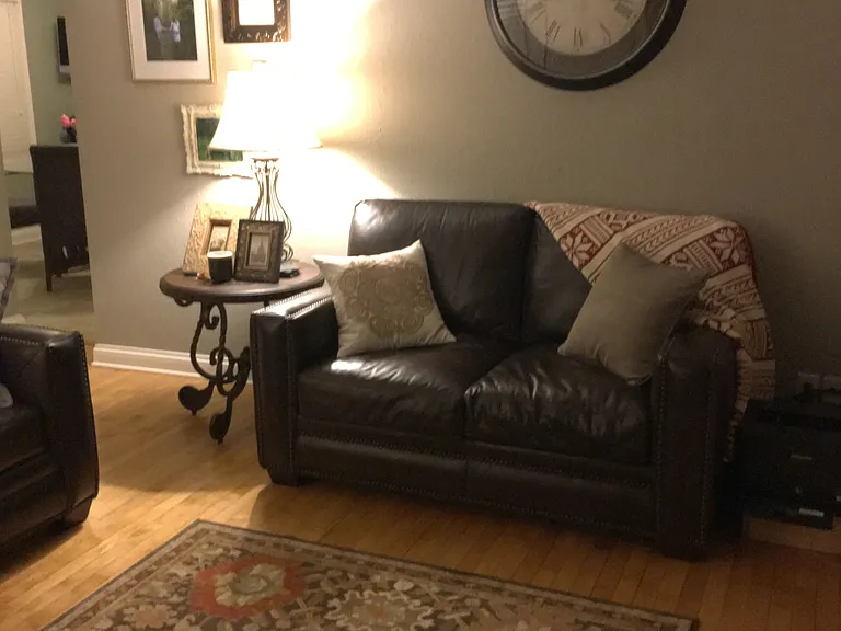 Spacious Living room has plenty of room for a couch and a love seat.