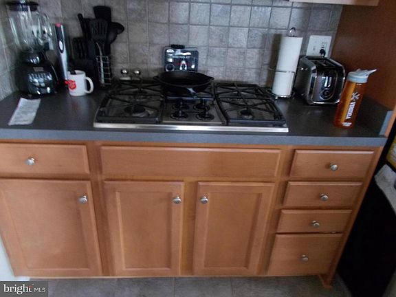 Gas range in kitchen