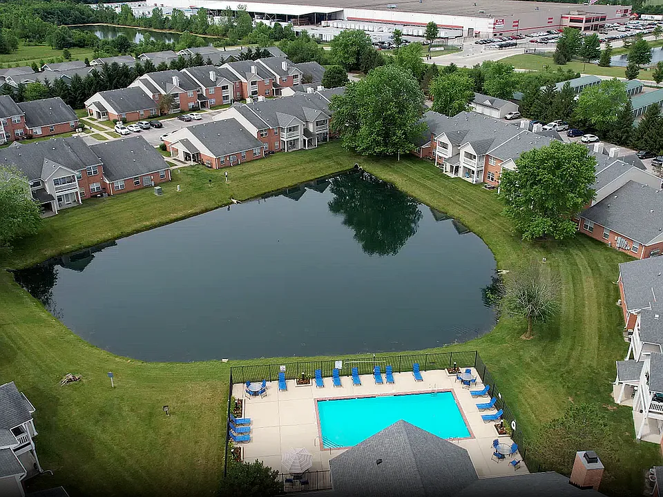 Hamilton Station's layout from above highlights the open green space and calm, residential setting that defines life in Pendleton.