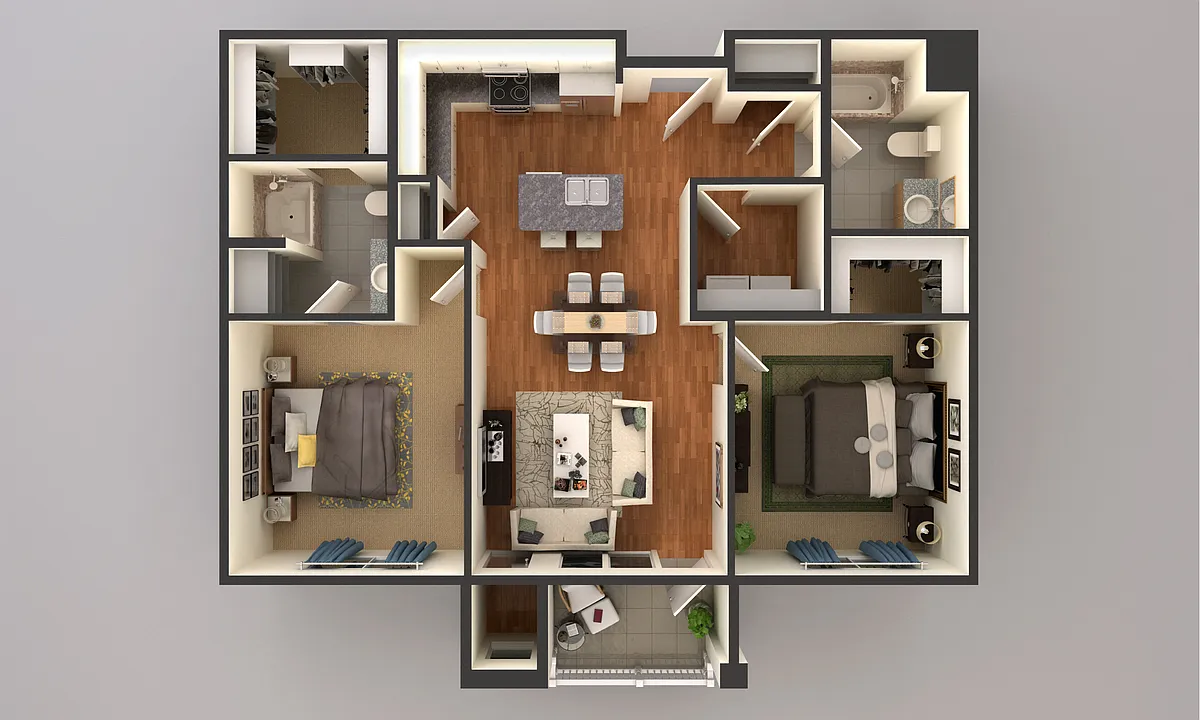 Floor plan 2 Bedroom 4550 and 4590 A