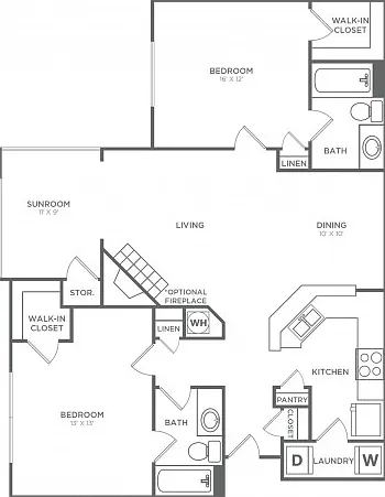 Two Bedroom, Two Bath (1,215 SF) Two Bedroom, Two Bath (1,215 SF)