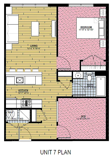 Floor plan 1 Bed | 1 Bath Den