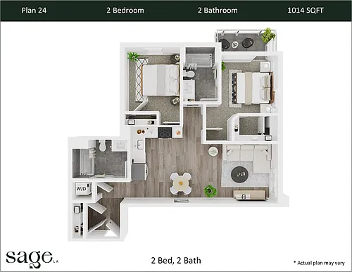 Floor plan 2 Bedroom, 2 Bath Plan 24