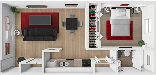 Floor plan FT 1 Bed 1 Bath