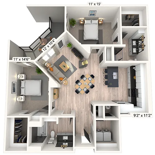 Floor plan B5 2x2 1250 SF-FP