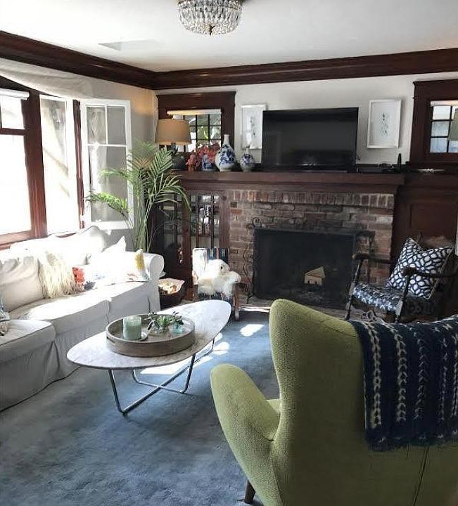 Living room and fireplace