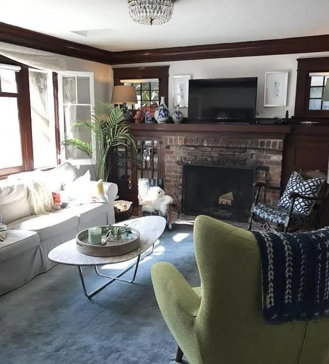Living room and fireplace