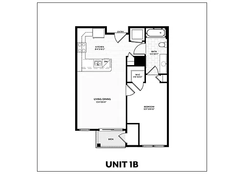 Floor plan 1 Bed/1 Bath-1B