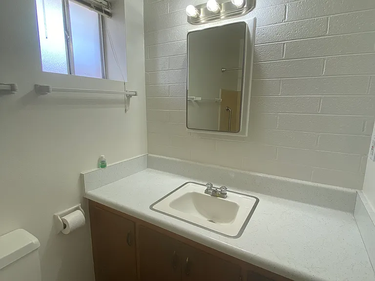 Plenty of counter space in the bath