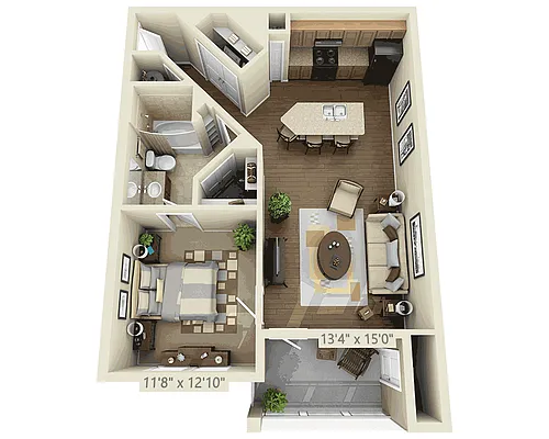 Floor plan One Bedroom A1A