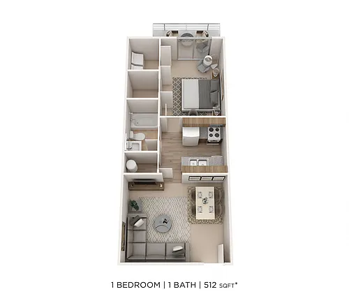 Floor plan One Bedroom-512 sqft