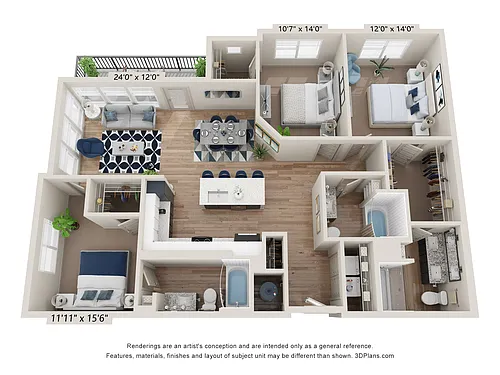 Floor plan C1 (3 Bedroom)