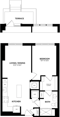Floor plan 1 Bed/ 1 Bath-A08P