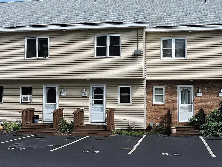 Front door and parking spots