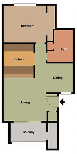 Floor plan 1 Bdrm 1 bath Deluxe Updated